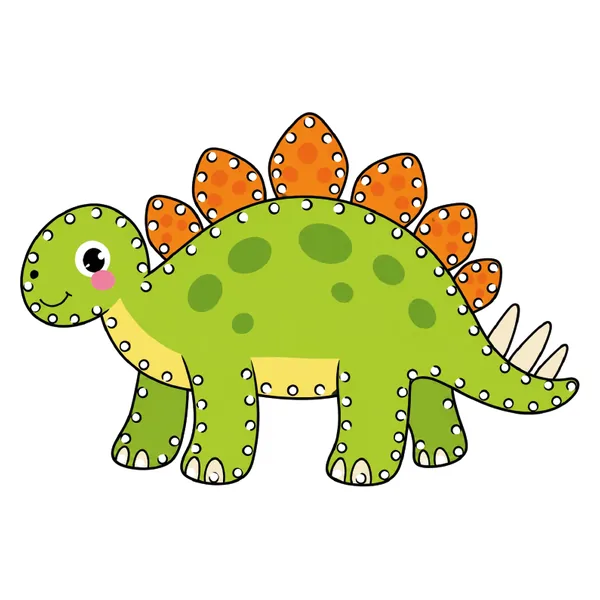 Figura de estegosaurio para enhebrar con agujeros marcados en el contorno
